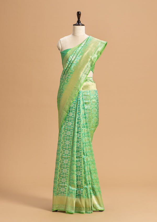 Sea Green Jamdani Silk Saree