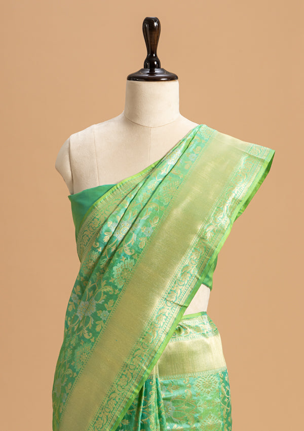 Sea Green Jamdani Silk Saree