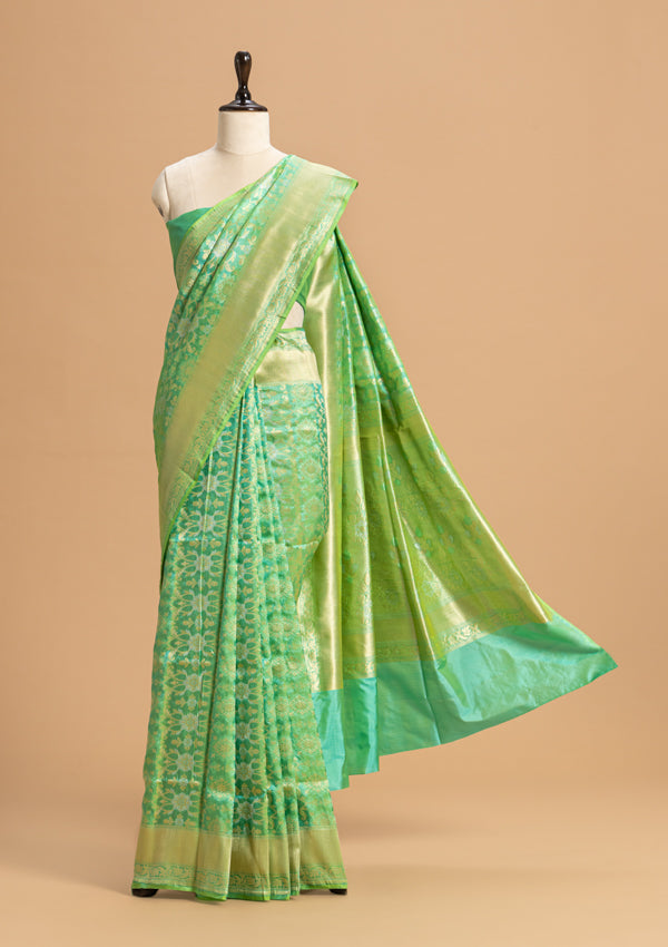Sea Green Jamdani Silk Saree