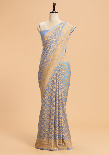 Sky Blue Jamdani Georgette Saree