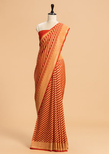 Red Jamdani Georgette Saree