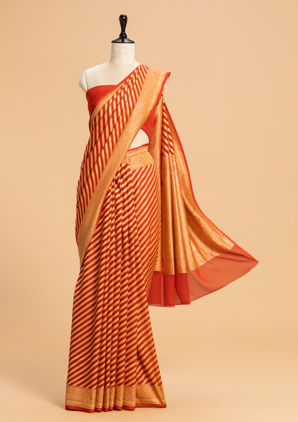Red Jamdani Georgette Saree
