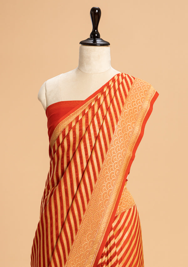Red Jamdani Georgette Saree