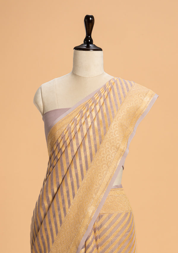 Mauve Jamdani Georgette Saree