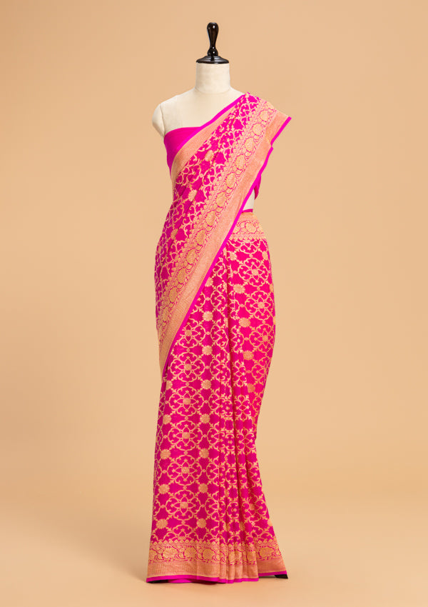 Rani Pink Jamdani Georgette Saree