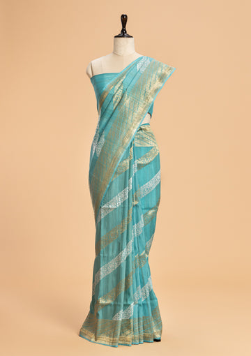 Firozi Kadwa Georgette Tussar Saree